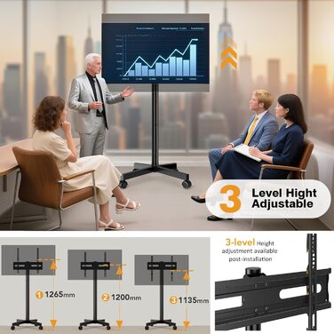 Мобільна підставка для телевізора Hemudu 23-60 дюймів LCD/LED, до 35 кг, VESA 400x400, регульована висота