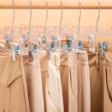 12 шт. Чохли для підвішування штанів House Day з кліпсами, 35 см, прозорі, пластикові, для штанів, спідниць, джинсів, шортів та легінсів, з поворотним гачком 360°