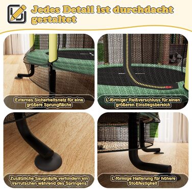 Батут дитячий JUMMICO з захисною сіткою Ø145 см, до 50 кг, для дітей від 3 років, жовтий