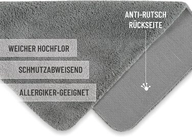Килимок для ванної кімнати з м'яким пухнастим ворсом, антиковзний, придатний для прання, Porto Azzurro (55 x 65 см, Сірий Сланцевий, 80 x 150 см, прямокутний)