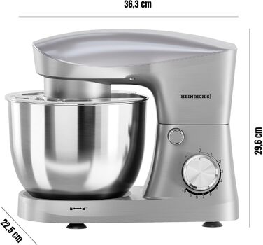 Кухонна машина Heinrich's 1500W з місткою чашею 6L (нержавіюча сталь)