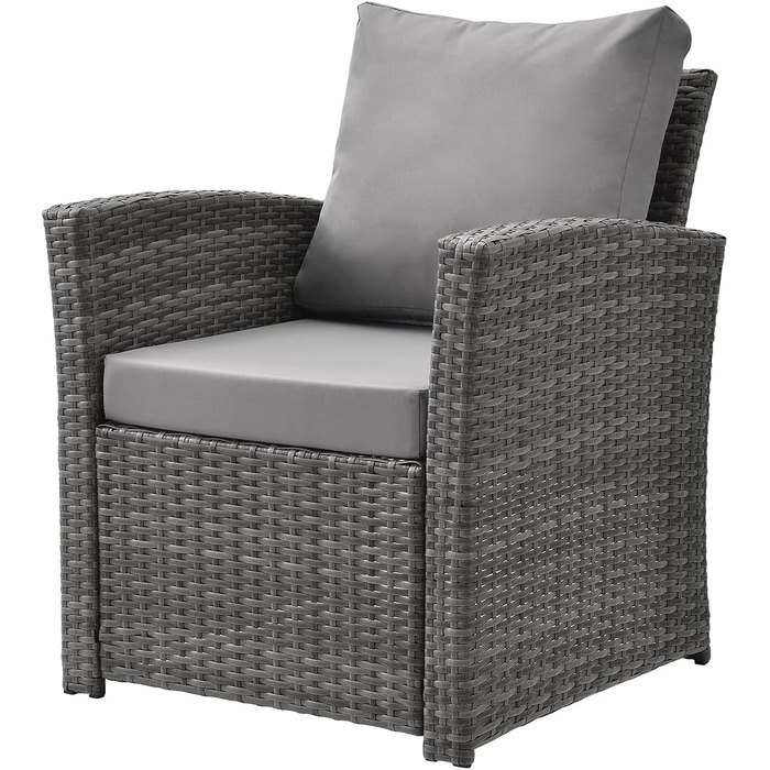 Світ Лаунж-група Roma з ротангу (сіра) - садові меблі з софі та кріслом, набір для відпочинку та обіду