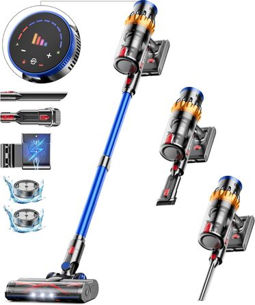 Бездротовий акумуляторний пилосос MIBODE 45000Pa з дисплеєм, автоматичним режимом та насадкою для видалення шерсті тварин, підходить для килимів та твердих підлог