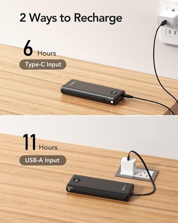 Швидка зарядка, 4 виходи, 2 входи, LED дисплей, USB-C, сумісний з iPhone/Samsung/Huawei/планшетом, 30000mAh PD 22.5W