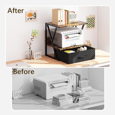 Стійка для принтера з ящиком, коричнева - органайзер для офісу, дому, школи