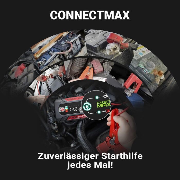 Портативний пусковий пристрій та тестер акумулятора LOKITHOR JT400: 2500A, 12V, для бензинових (8.5L) та дизельних (6.5L) авто