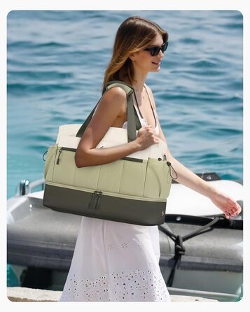 Сумка-трансформер LOVEVOOK для подорожей: легка, водонепроникна, 30L, з відділенням для взуття. Ідеальна для авіаперельотів, спортзалу та пологового будинку. (Бежевий+світло-зелений+оливковий)