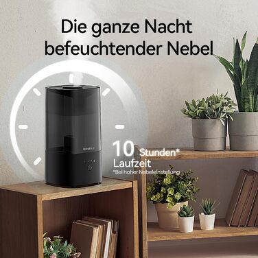 Зволожувач повітря автоматичний для спальні та великих приміщень 4.5л, з таймером, сенсором вологості, до 18 годин роботи, автовимкнення, 360° розпилення (Чорний)