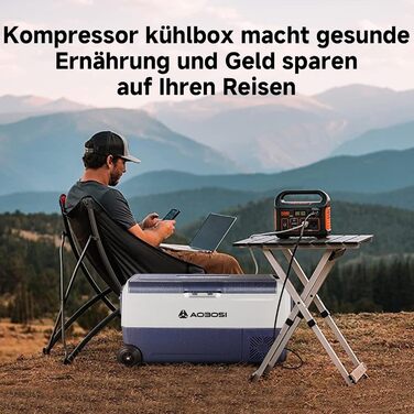 Автомобільний компресорний холодильник AAOBOSI 50л з Wi-Fi, 12/24V та 220V, -20°C для авто, кемпінгу, подорожей, двозонний, з регулюванням температури