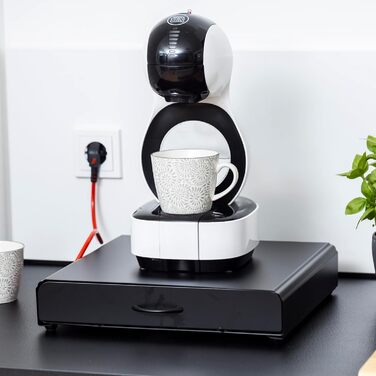 Тримач для капсул кави Gadgy | Сховище для 36 капсул з шухлядою | Тримач капсул кави з нержавіючої сталі, чорний