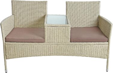 Садова банкетка ESTEXO з ротангу для 2 осіб, бежева: комплект садових меблів для балкона та саду