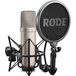 Мікрофон RØDE NT1-A з нирковою характеристикою, комплект: павук, поп-фільтр, XLR-кабель. Для запису вокалу, музики, стрімінгу та подкастингу
