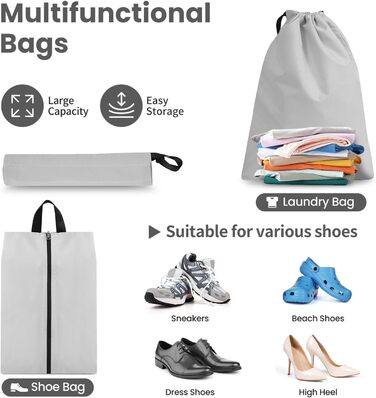 Набір компресійних органайзерів для подорожей з сіткою, розширювані пакувальні куби для одягу в валізу, сірі, 6 предметів