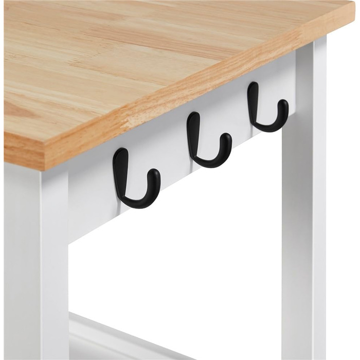 Кухонний візок Yaheetech на колесах з шафкою та полицею, 55x45x89 см, білий, у стилі кантрі