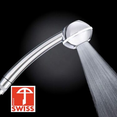 Ручний душ SwissClima BLACK нічого собі для водонагрівачів і душових кабін, які страждають від низького тиску води потужний струмінь, підвищує тиск, гігієнічний, без накипу, екологічно безпечне Еко-хромування (хром-білий)
