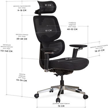 Крісло Mealux D2 Air Fabric Black (арт. HF-D2 F/B)