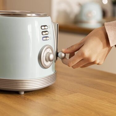 Тостер Cecotec Toast&Taste 800 Vintage Light: 850 Вт, 2 слоти, нержавіюча сталь, зелений/блакитний, 3 функції