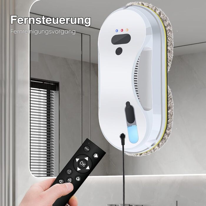 Робот для миття вікон, 5600 Па, електричний, 3 режими миття, інтелектуальна навігація, розпізнавання країв, з пультом дистанційного керування, бак 40 мл, для гладких поверхонь
