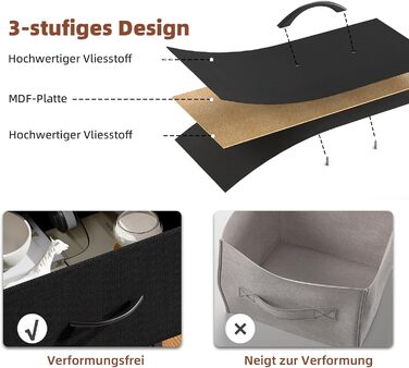 Комод Somdot з висувними ящиками, тканинний комод, комод для спальні, вітальні, передпокою, шафа для зберігання, 5 тканинних ящиків, білий колір (чорний, 30T x 100B x 96.5H см (9 ящиків))