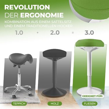 Офісний стілець SMART-Sitzen з ефектом свингу, регульована висота, зелений | Ергономічний стілець для дому та офісу