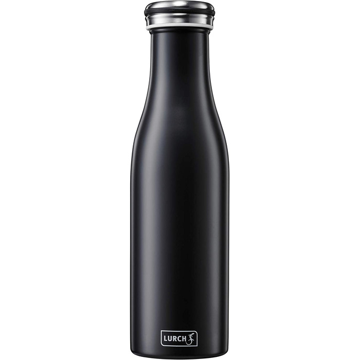 Ізольована пляшка / термос для гарячих і холодних напоїв Lurch 240943 з нержавіючої сталі з подвійними стінками об'ємом 0,5 л, (матово-чорний колір)