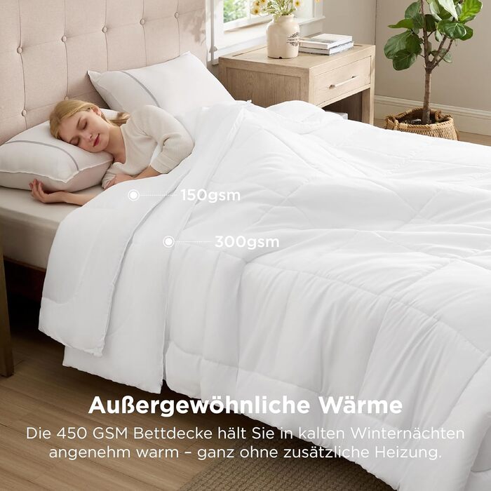 BEDSURE Комплект ковдр 135x200: зимова (450gsm), літня (150gsm) та всесезонна (300gsm) ковдра. Білий колір, 2 шт.