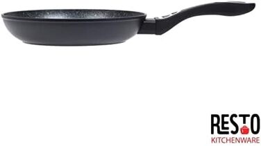 Сковорода RESTO 28 см, сковорода з мармуровим антипригарним покриттям - Сковорода для стейків з кришкою з термостійкого скла та антидеформаційним диском - Підходить для всіх типів плит, включаючи індукційну (24 см)