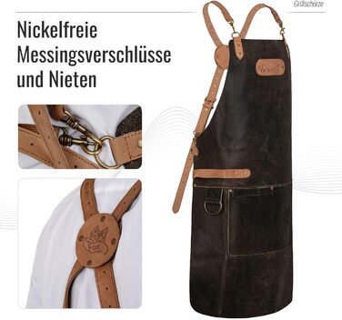 Фартух з натуральної шкіри буйвола, чорний: для гриля, барбекю, приготування їжі та кухні. Вінтажний стиль.