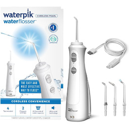 Waterpik Advanced Бездротова Іригатор для Ротової Порожнини, Іригатор для Зубів, Білий, 4 Насадки, 3 Режими, Індукційна Зарядка