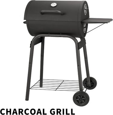 Дров'яний гриль-возок: гриль на дровах з решіткою та термометром, великий гриль для барбекю, гриль-смокер для саду