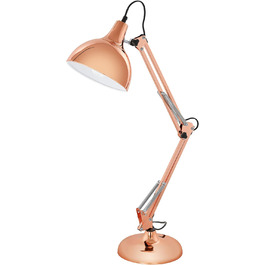 Настільна лампа EGLO Borgillio, вінтажна настільна лампа в індустріальному дизайні, металева приліжкова лампа в мідному кольорі, розетка E27, вкл. вимикач