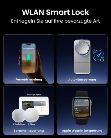 SwitchBot Smart Lock Pro Matter Silver: Розумний замок з акумулятором, підтримка Matter, WiFi, Apple Home, Alexa, Google Home, IFTTT