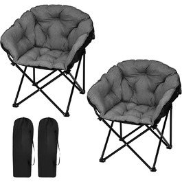 Крісло для кемпінгу WOLTU складне, складаний стілець, складаний рибальський стілець, м'який складаний стілець, кемпінгове крісло Пляжне крісло Крісло для пікніка, місячне крісло, оксфордська тканина, 50 кг, чорний темно-сірий, CPS860szdg (2, металева труба льон)