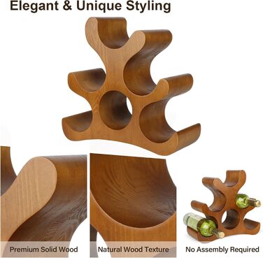 Стелаж для вина на 6 пляшок, підлоговий, для шафи, комори, бару, кухні (коричневий)