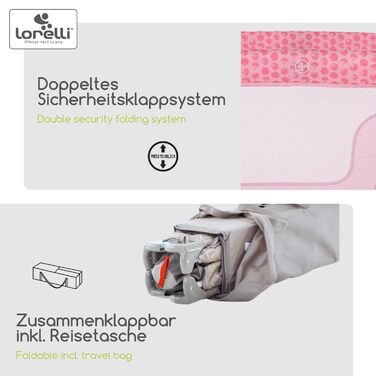 Lorelli Babybett und Laufstall Moonlight 2 в 1: дитяче ліжко та манеж для ігор, рожевий. Від народження до 15 кг, складаний, з транспортною сумкою.