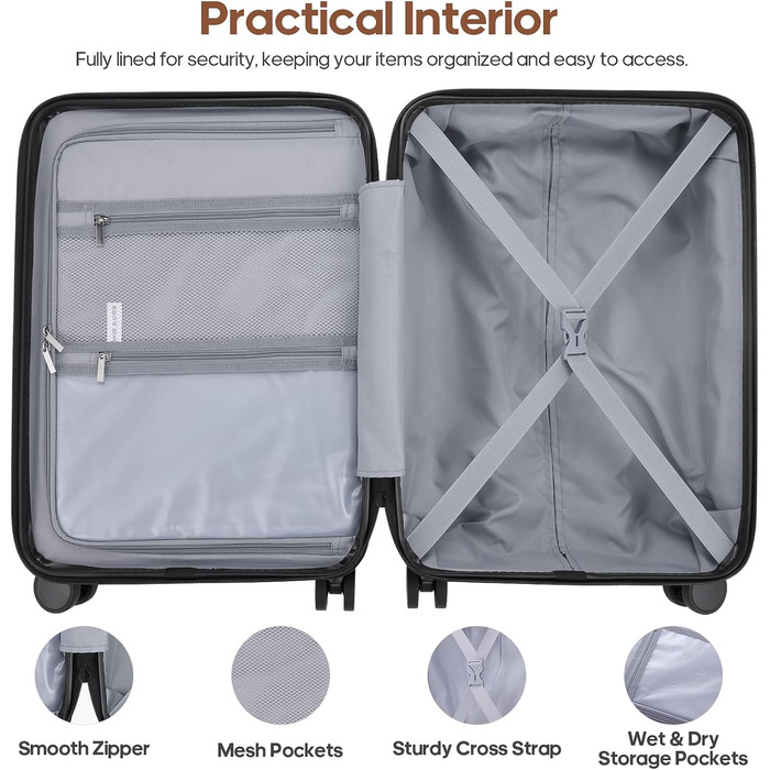 Набір валіз Roadcheer 5 в 1: рожевий дорожній набір з полікарбонату з TSA-замком | Чемодан на коліщатках, рюкзак, кулькові сумки, сумка для взуття