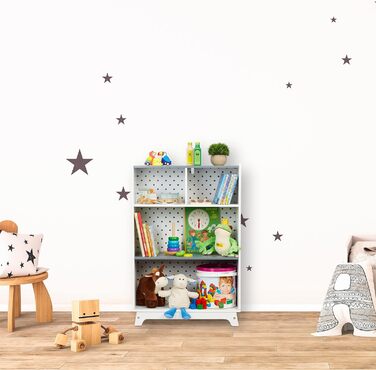 Дитяча полиця для іграшок і книг Relaxdays, HWD 90x60x30 см, 4 відділення, для дівчаток і хлопчиків, полиця для іграшок, біла/сіра