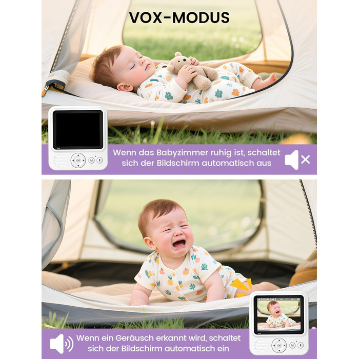 Відеоняня OBVHNUA з камерою 720P, IPS монітором 2.8