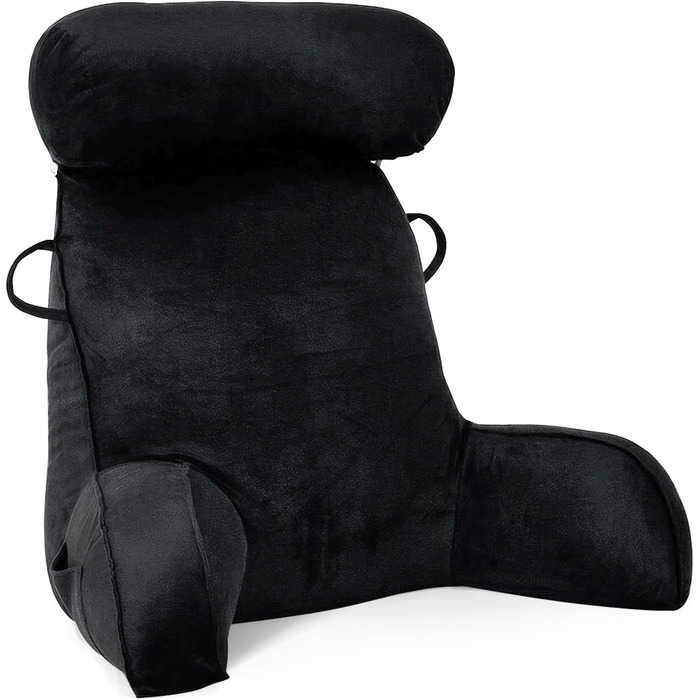 М'яке крісло-мішок для читання з велюру, для дорослих, з підтримкою спини та підлокітниками, з кишенею та знімним чохлом (Кофе, Чорний)