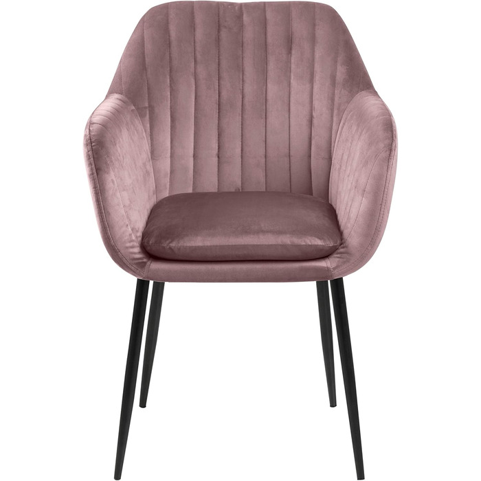 AC Design Furniture Стілець для їдальні Wendy, рожевий/чорний, велюр/метал, 57x61x83 см