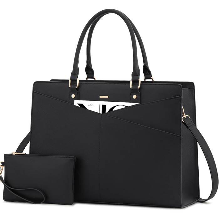 Сумка для ноутбука 17 дюймів LOVEVOOK: жіноча сумка-шоппер, робоча/шкільна сумка, велика сумочка на плече, чорна