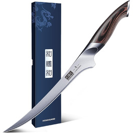 Набір кухонних ножів HOSHANHO 7 предметів: професійний японський набір з нержавіючої сталі з високим вмістом вуглецю, гострі ножі з ергономічними ручками з паккавуда (9-дюймовий ніж для філе)