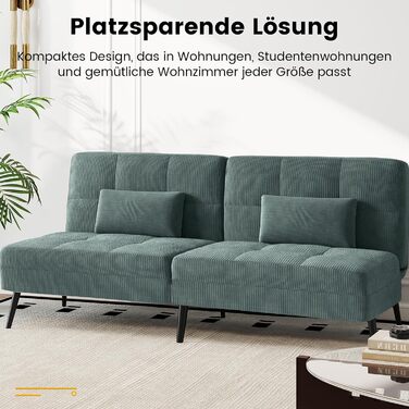Диван-ліжко LUCKRACER 3-місний, трансформер, футон, кутовий диван, зелений, для вітальні та квартири