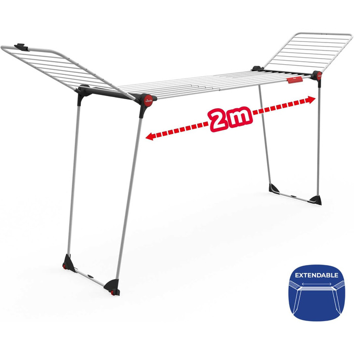 Сушарка для білизни Vileda Aluminium Infinity Flex XXL, телескопічні стійки, біла, готова до використання