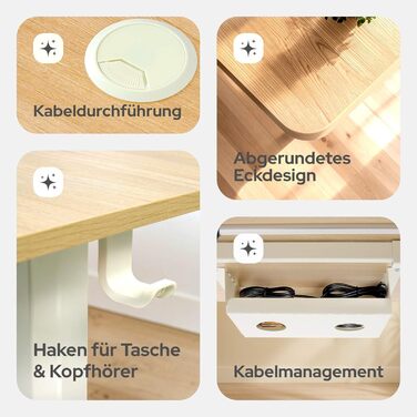 Електричний регульований стіл Arebos 160x80 см з пам'яттю | Ергономічний стіл для офісу та дому | Стіл для стоячи та сидячи | Бежевий