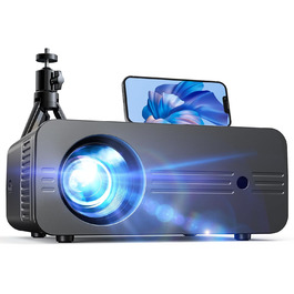 Портативний проєктор iZEEKER Mini з підтримкою 4K, WiFi, Bluetooth, HDMI, iOS, Android, PS5. Яскравість 10000 Lux, Full HD 1080P, 300 дюймів для домашнього кінотеатру. Чорний колір.