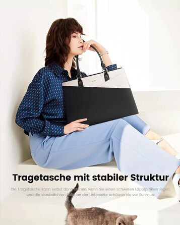 Сумка для ноутбука LOVEVOOK: жіноча сумка-шоппер, велика, на плече, 15.6 дюймів, чорна