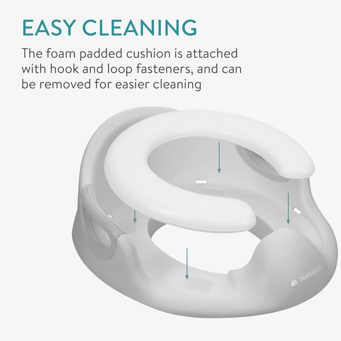 Насадка на унітаз Navaris для дітей (12 міс - 7 років) з антиковзним покриттям, ручками та захистом від бризок - сірий
