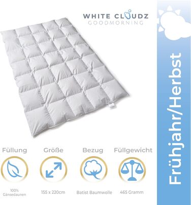 Ковдра White Cloudz Aspen Down 240x220 см, Warmth Class 4, 100 Гусячий Пух, Mako Cotton