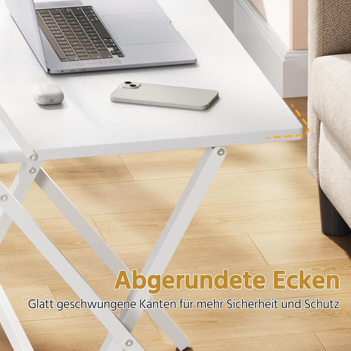 Складний стіл Yaheetech 80 см для комп'ютера з полицею, двоступінчастий робочий стіл з підставкою для монітора, стіл для ноутбука для дому/невеликих кімнат/вітальні, білий, 80 см x 50 см, 86.5x60.5x90 см